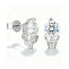 TQE0238 Silver Plated 18K Gold Round CutMoissanite Skull Hip Hop Earrings 2.0ct 2