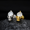 TQE0238 Silver Plated 18K Gold Round CutMoissanite Skull Hip Hop Earrings 2.0ct 5