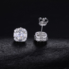 TQE0250 silver plated 18K gold full set Moissanite square hip-hop earrings 1.8ct 4