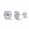 TQE0250 silver plated 18K gold full set Moissanite square hip-hop earrings 1.8ct 2