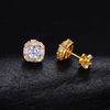 TQE0250 silver plated 18K gold full set Moissanite square hip-hop earrings 1.8ct 5
