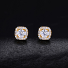 TQE0250 silver plated 18K gold full set Moissanite square hip-hop earrings 1.8ct 3