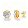 TQE0250 silver plated 18K gold full set Moissanite square hip-hop earrings 1.8ct 1