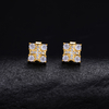 TQE0298 silver plated 18K gold full set Moissanite grid hip-hop earrings 0.65ct 6
