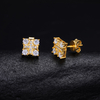 TQE0298 silver plated 18K gold full set Moissanite grid hip-hop earrings 0.65ct 3
