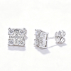 TQE0298 silver plated 18K gold full set Moissanite grid hip-hop earrings 0.65ct 2