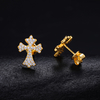 TQE0502 silver plated 18K gold full set Moissanite cross style hip-hop earrings 0.44ct 3