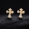TQE0502 silver plated 18K gold full set Moissanite cross style hip-hop earrings 0.44ct 6