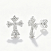 TQE0502 silver plated 18K gold full set Moissanite cross style hip-hop earrings 0.44ct 2