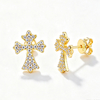 TQE0502 silver plated 18K gold full set Moissanite cross style hip-hop earrings 0.44ct 1