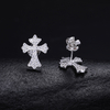 TQE0502 silver plated 18K gold full set Moissanite cross style hip-hop earrings 0.44ct 4
