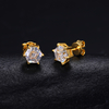 TQE0545 Silver Plated 18K Gold Hexagonal Moissanite Hip Hop Earnail Main Stone 6.6mm 3