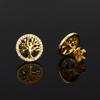 TQE0578 silver plated 18K gold Moissanite Tree of Life earrings 0.15ct 3