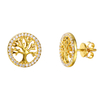 TQE0578 silver plated 18K gold Moissanite Tree of Life earrings 0.15ct 2