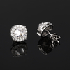 TQE0579 Silver Plated 18K Gold Round CutMoissanite Inverted Hip Hop Earrings 2.48ct 4