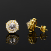 TQE0579 Silver Plated 18K Gold Round CutMoissanite Inverted Hip Hop Earrings 2.48ct 3