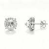 TQE0579 Silver Plated 18K Gold Round CutMoissanite Inverted Hip Hop Earrings 2.48ct 1