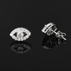 TQE0580 Silver Plated 18K Gold Round CutMoissanite Devil's Eye Hip Hop Earrings 1.07ct 3