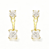 TQE0589 Silver Plated 18K Gold Personalized Moissanite Double Earrings 2.5ct 2