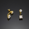 TQE0589 Silver Plated 18K Gold Personalized Moissanite Double Earrings 2.5ct 3