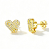 TQE0594 silver plated 18K gold Moissanite heart-shaped hip-hop earrings 0.4ct 2