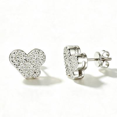 TQE0594 silver plated 18K gold Moissanite heart-shaped hip-hop earrings 0.4ct