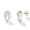 TQE0595 silver plated 18K gold Moissanite paper clip with heart-shaped earrings 0.25ct 2