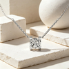 KP25199/98款S925银镀18K白金圆形培育钻牛头款项链0.5ct/1.0ct 4