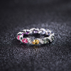 R3-0887款S925银镀18K白金圆形培育彩宝彩虹甜甜圈莫桑钻戒指0.3ct 2