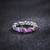 R3-0887款S925银镀18K白金圆形培育彩宝彩虹甜甜圈莫桑钻戒指0.3ct 3