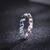 R3-0887款S925银镀18K白金圆形培育彩宝彩虹甜甜圈莫桑钻戒指0.3ct 4