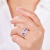 R3-0895款S925银镀18K白金长方培育彩宝彩虹莫桑钻戒指0.4ct 5