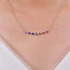 N3-0132 S925 Silver Plated 18White Gold Oval CutLAB grown Gemstone Wave Rainbow Moissanite Necklace 4 * 3mm/piece 5