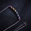 N3-0132 S925 Silver Plated 18White Gold Oval CutLAB grown Gemstone Wave Rainbow Moissanite Necklace 4 * 3mm/piece 4