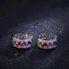 E3-0363款S925银镀18K白金长方培育彩宝彩虹莫桑钻耳环0.55ct 2