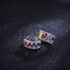 E3-0363款S925银镀18K白金长方培育彩宝彩虹莫桑钻耳环0.55ct 4