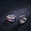E3-0363款S925银镀18K白金长方培育彩宝彩虹莫桑钻耳环0.55ct 3