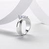 R55135-BMC款S925银镀18K白金马眼形莫桑钻个性张扬订婚戒指3.0ct 2