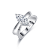 R55135-BMC款S925银镀18K白金马眼形莫桑钻个性张扬订婚戒指3.0ct 1