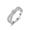 R55616-HMC款S925银镀18K白金莫桑钻绳结订婚戒指0.36ct 1