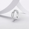 R55616-HMC款S925银镀18K白金莫桑钻绳结订婚戒指0.36ct 2