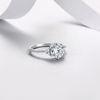 R55093款银镀18K白金圆形莫桑钻精致订婚戒指2.2ct 2