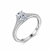 R55098款银镀18K白金蛋形莫桑钻精致订婚戒1.23ct 1