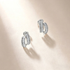 SE0528607款S925银镀18K金直方莫桑钻双层弧形耳钉1.0ct 3
