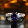 R2187款S925银镀18K白金蛋形培育彩宝订婚戒指2.6ct 4