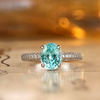 R2187款S925银镀18K白金蛋形培育彩宝订婚戒指2.6ct 8