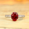 R2187款S925银镀18K白金蛋形培育彩宝订婚戒指2.6ct 2