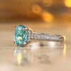 R2187款S925银镀18K白金蛋形培育彩宝订婚戒指2.6ct 9