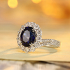 R2189款S925银镀18K白金蛋形培育彩宝双臂豪华订婚戒指2.72ct 4