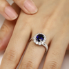R2189款S925银镀18K白金蛋形培育彩宝双臂豪华订婚戒指2.72ct 9
